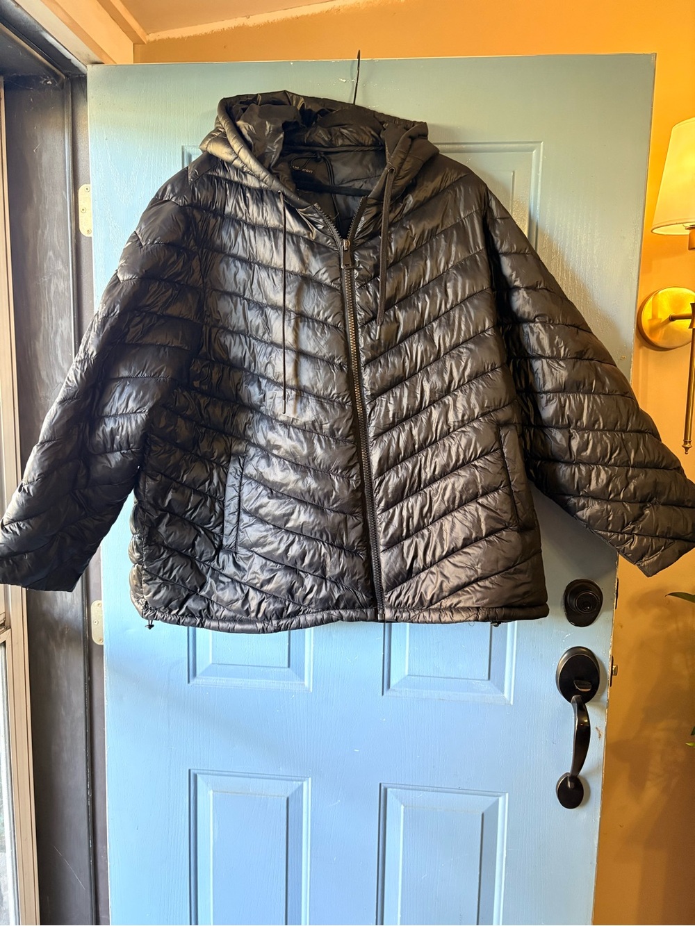 Lane Bryant Black Quilted Hooded Puffer Jacket